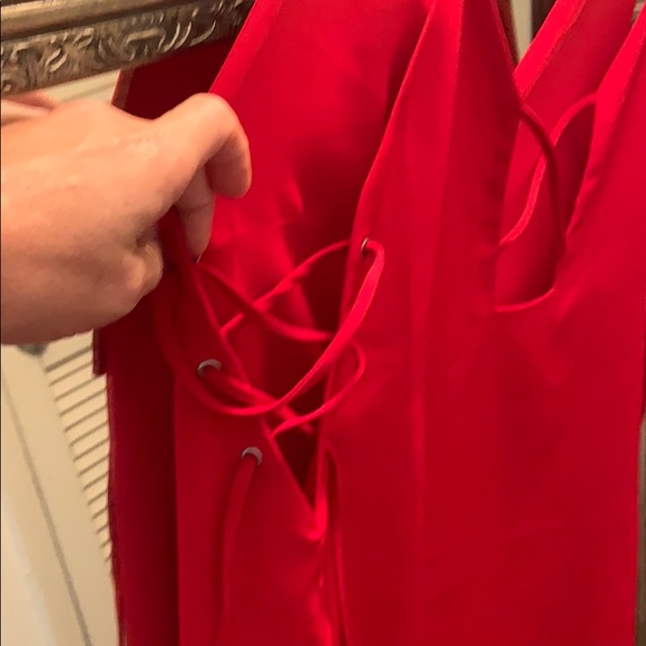 Cherry red strappy mini dress size L - Picture 3 of 4